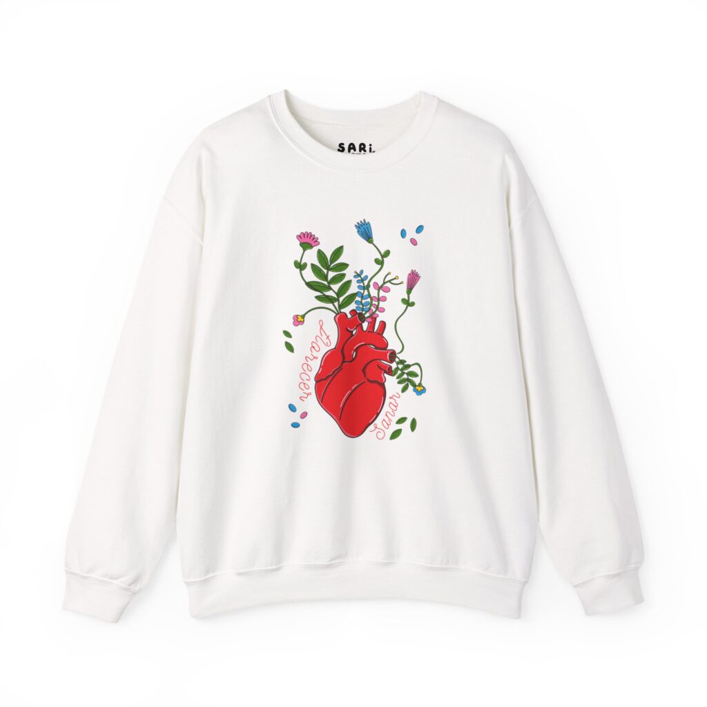 Sudadera con Diseño de Corazon Florecer y Sanar