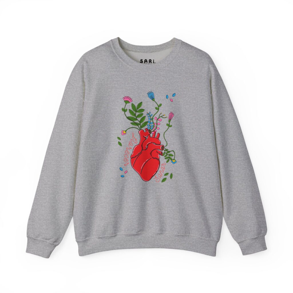 Sudadera con Diseño de Corazon Florecer y Sanar