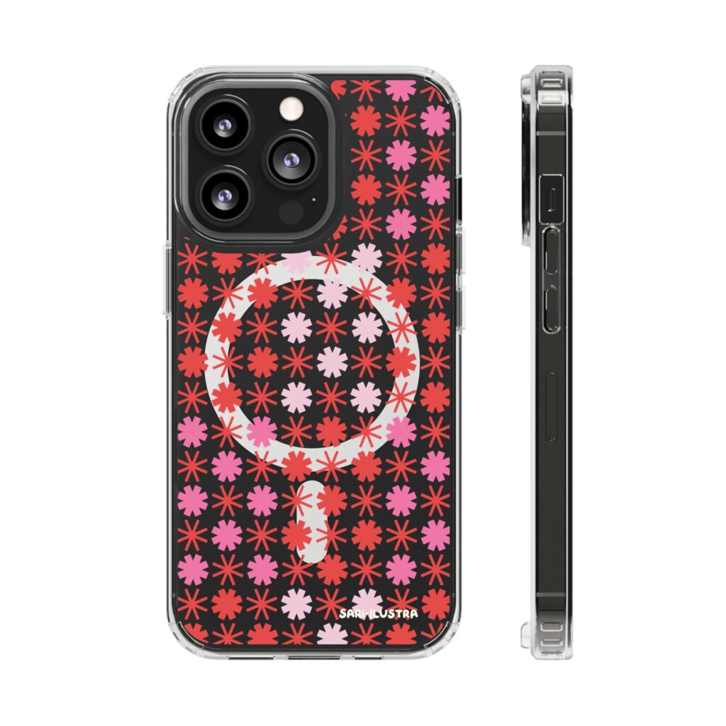 Funda Retro de Margaritas Rojas y Rosas con MagSafe